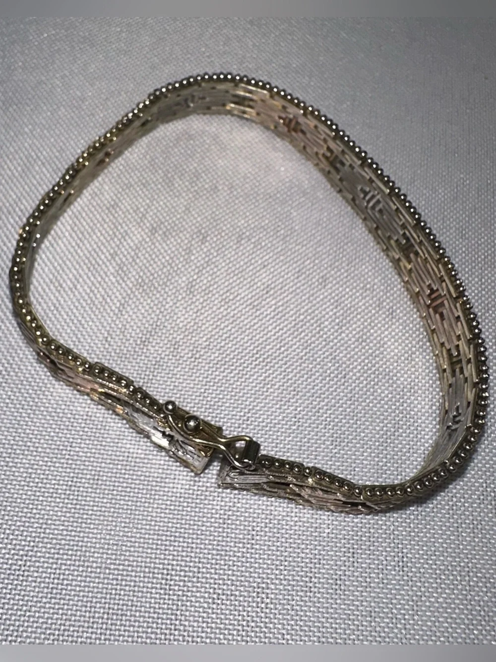 Vtg MILOR Riccio Italy 925 Sterling Silver Tri-Color Woven Link Bracelet 18g